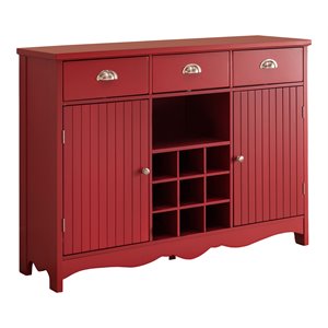 pilaster designs oscar contemporary wood buffet server wine cabinet in red