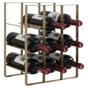 pilaster designs ifran 9-bottle modern metal countertop wine rack in gold