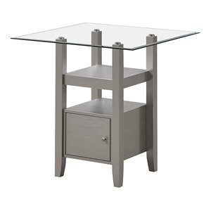 pilaster designs luder square wood & glass counter height dining table in clear