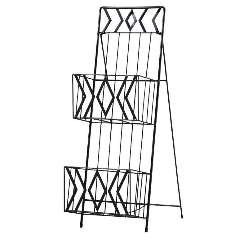 Pilaster Designs Cady 2-tier Metal Freestanding Magazine Rack in Black