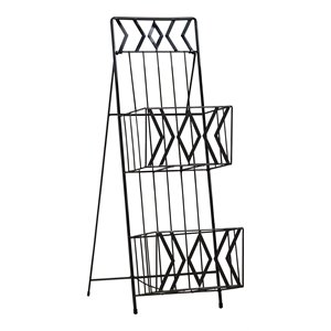 pilaster designs cady 2-tier metal freestanding magazine rack in black