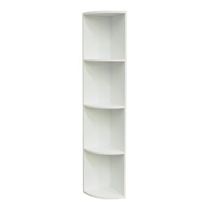 pilaster designs orion 4-tier wood storage shelves corner bookcase in white