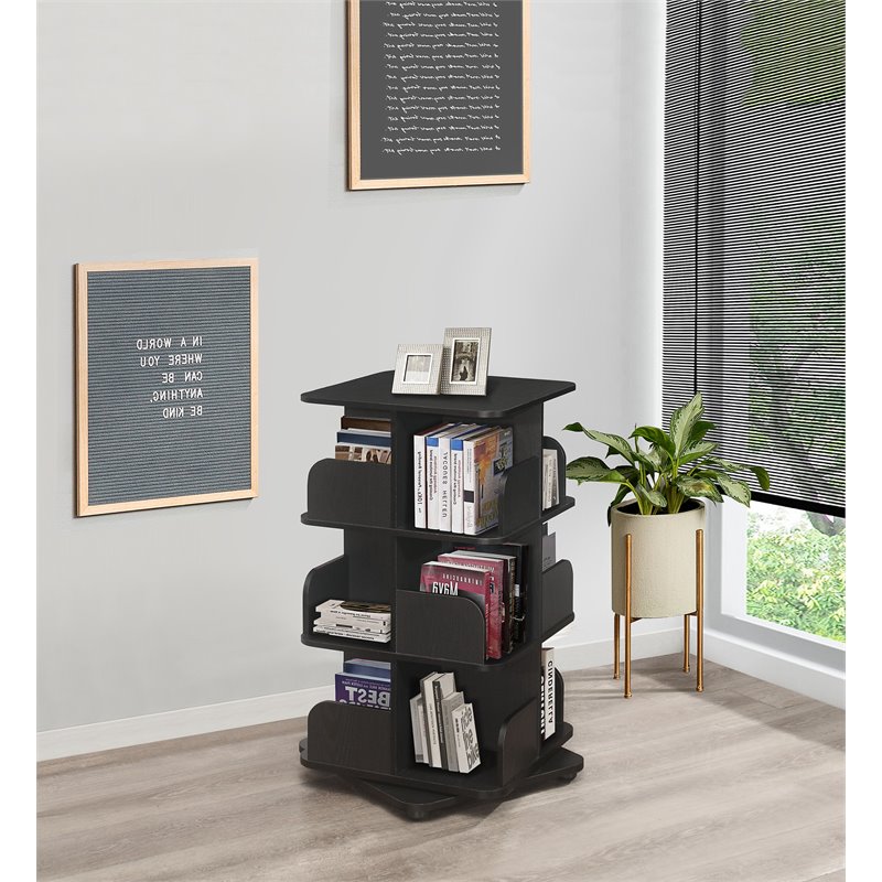 Pilaster Designs Hartwick 3-tier Revolving Bookcase with 12 Shelves in Black