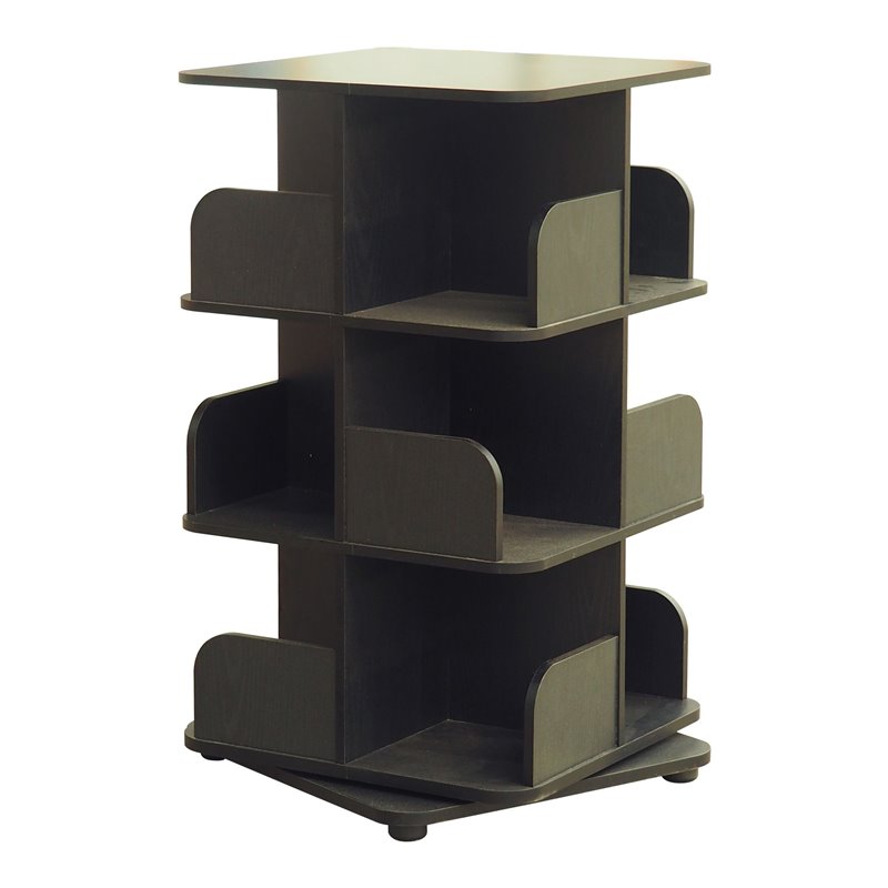 Pilaster Designs Hartwick 3-tier Revolving Bookcase with 12 Shelves in Black