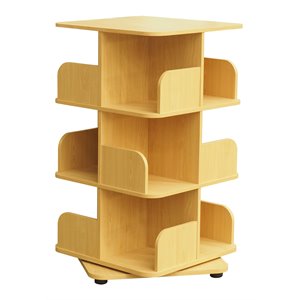 pilaster designs hartwick 3-tier revolving bookcase with 12 shelves in natural