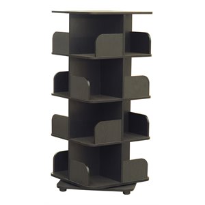 pilaster designs hartwick 4-tier revolving bookcase with 16 shelves in black