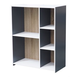 pilaster designs sorkin 5-cube contemporary wood bookcase organizer in white/oak
