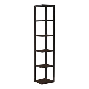 pilaster designs crandall 5-tier wood corner wall bookcase in espresso