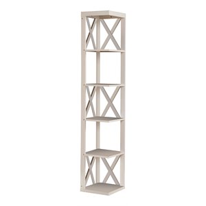 pilaster designs dacey 5-tier contemporary wood corner wall bookcase in white