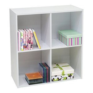 pilaster designs darrin bookcase storage organizer with 4-cube shelves in white