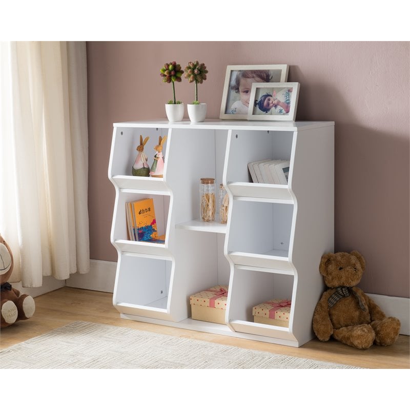 Pilaster Designs Gali 8-shelf Contemporary Wood Kids Bin/Cubby Bookcase in White