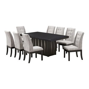 pilaster designs riley 9-piece wood pedestal dining set in cappuccino/silver