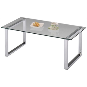 andi modern rectangular tempered glass top coffee table in chrome/clear