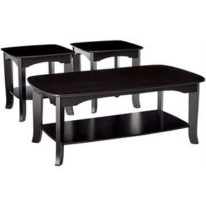 carter 3pc contemporary coffee table set in espresso wood with storage shelves