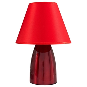 zed contemporary metal body table lamp in red with fabric empire shade