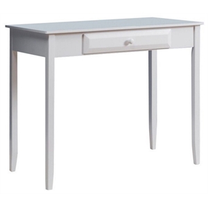 maci home & office workstation computer desk in white wood with storage drawer