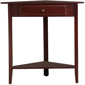 ulma wood corner accent end plant stand table with storage in walnut