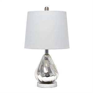 lalia home glass kissy pear table lamp in chrome with gray shade