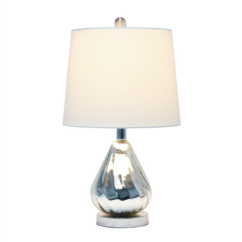 Lalia Home Glass Kissy Pear Table Lamp in Chrome with White Shade