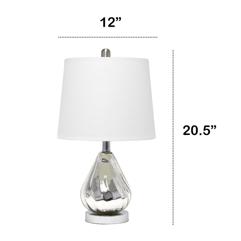 Lalia Home Glass Kissy Pear Table Lamp in Chrome with White Shade