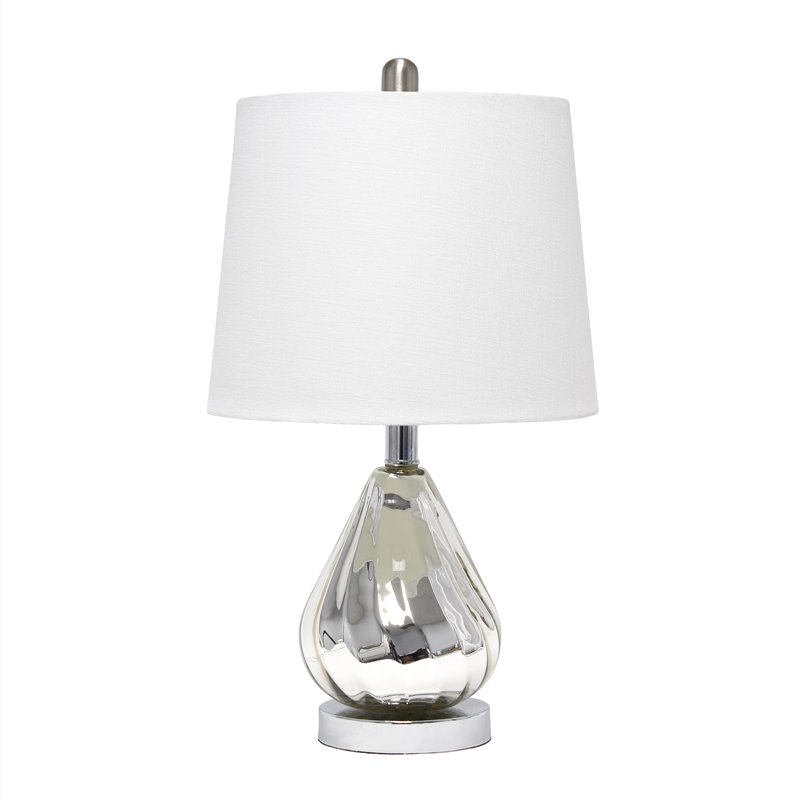 Lalia Home Glass Kissy Pear Table Lamp in Chrome with White Shade