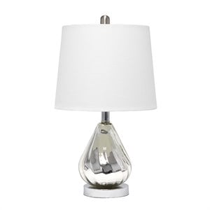lalia home glass kissy pear table lamp in chrome with white shade