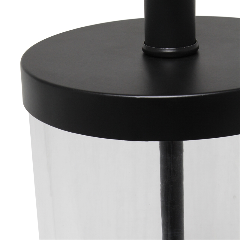 Lalia Home Glass Entrapped Table Lamp in Black with White Shade