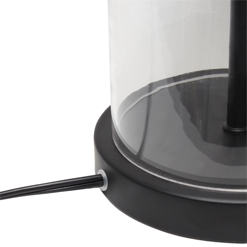 Lalia Home Glass Entrapped Table Lamp in Black with White Shade