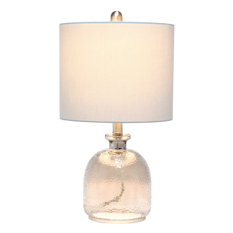 Lalia Home Glass Hammered Jar Table Lamp in Smokey Gray with Gray Shade
