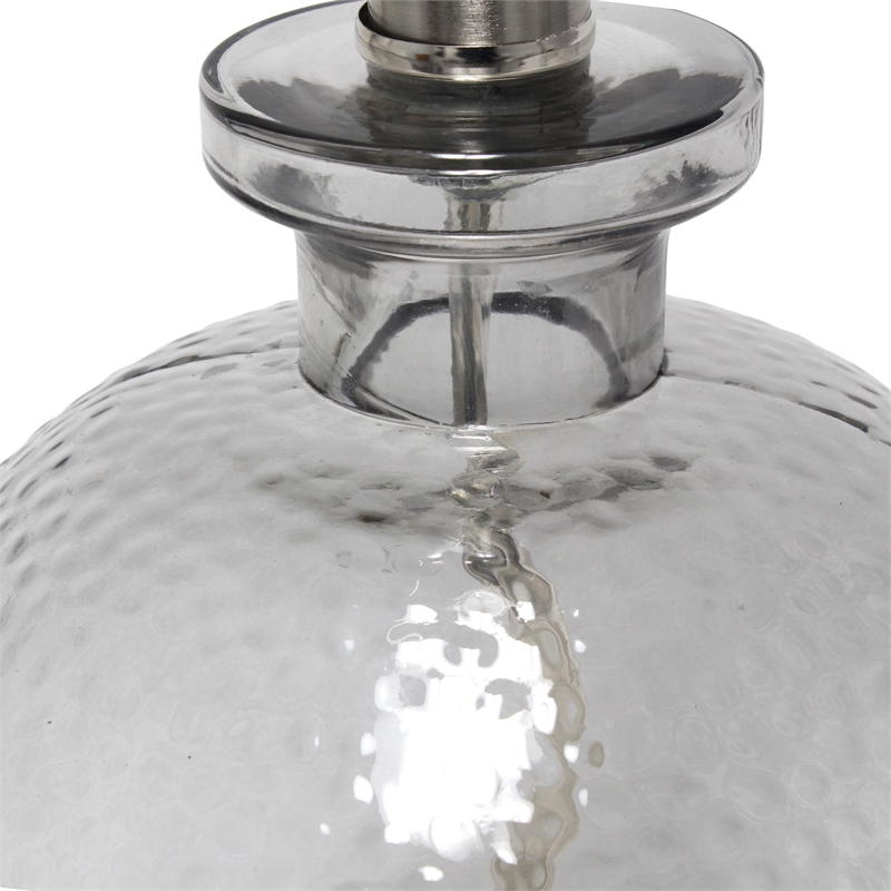 Lalia Home Glass Hammered Jar Table Lamp in Smokey Gray with Gray Shade