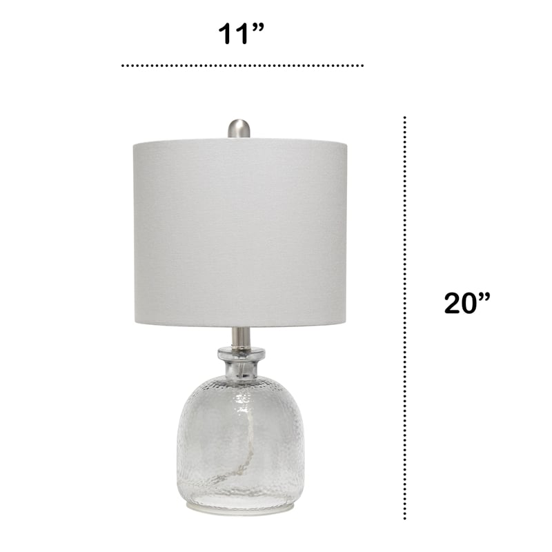 Lalia Home Glass Hammered Jar Table Lamp in Smokey Gray with Gray Shade