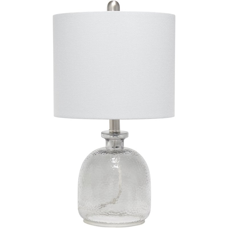 Lalia Home Glass Hammered Jar Table Lamp in Smokey Gray with Gray Shade