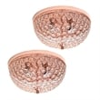 Elegant Designs Crystal 2 Light Flush Mounting Ceiling Light 2 Pack in Rose Gold