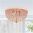 Elegant Designs Crystal 2 Light Flush Mounting Ceiling Light 2 Pack in Rose Gold