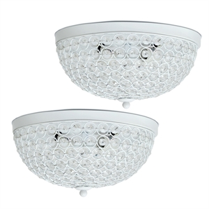 elegant designs crystal 2 light flush mounting ceiling light 2 pack in white