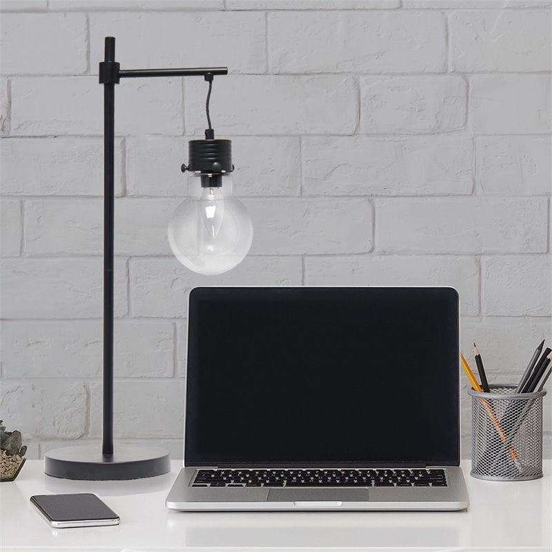 Lalia Home Metal 1 Light Beacon Table Lamp in Black with Clear Shade