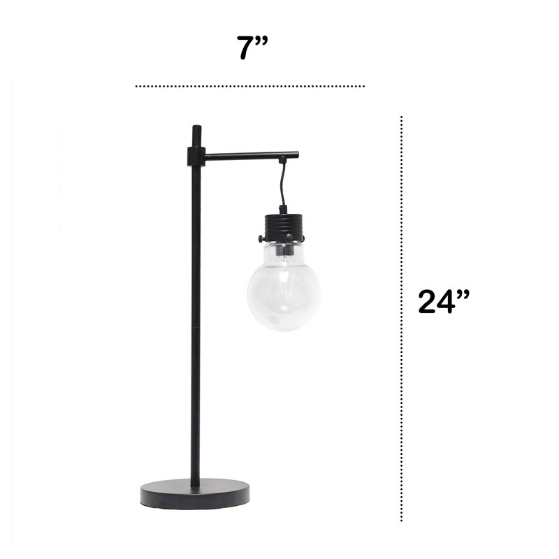 Lalia Home Metal 1 Light Beacon Table Lamp in Black with Clear Shade