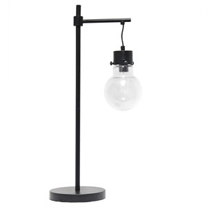 lalia home metal 1 light beacon table lamp in black with clear shade