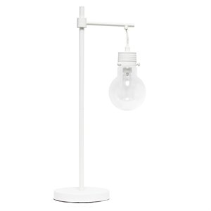 lalia home metal 1 light beacon table lamp in white with clear shade