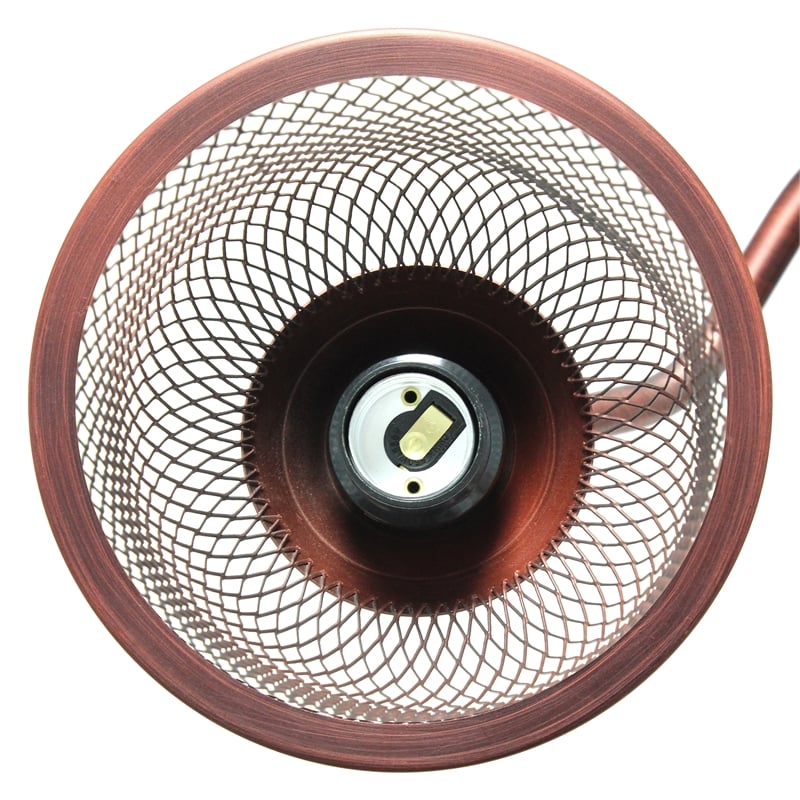 Lalia Home Metal Vintage Arched 1 Light Table Lamp in Red Bronze with Mesh Shade