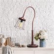 Lalia Home Metal Rustic Caged Shade Table Lamp in Red Bronze