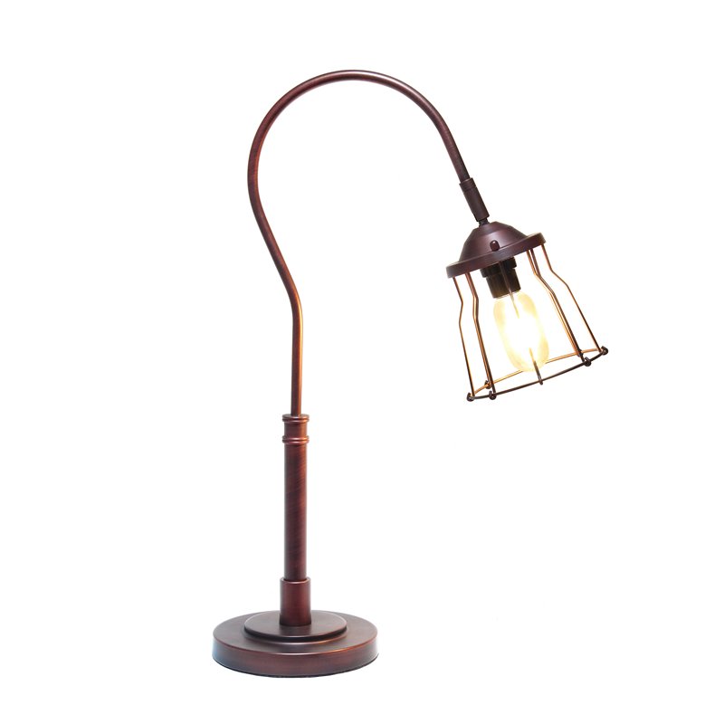 Lalia Home Metal Rustic Caged Shade Table Lamp in Red Bronze