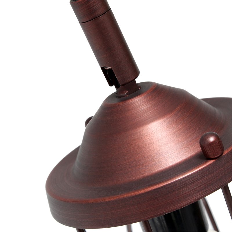 Lalia Home Metal Rustic Caged Shade Table Lamp in Red Bronze