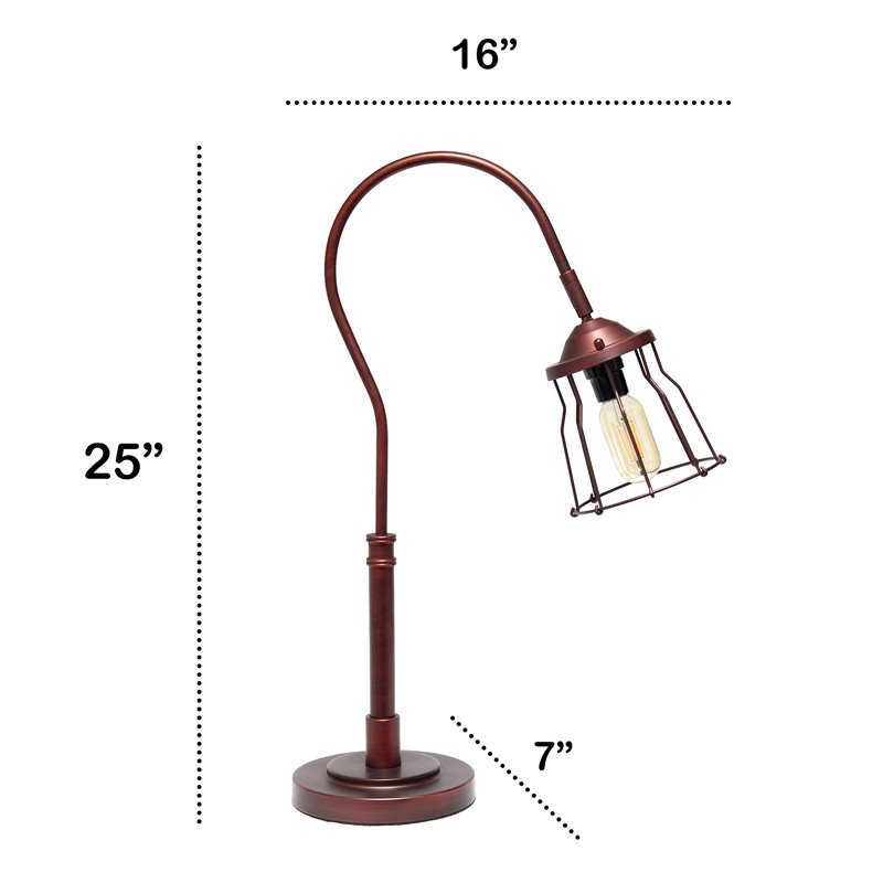 Lalia Home Metal Rustic Caged Shade Table Lamp in Red Bronze
