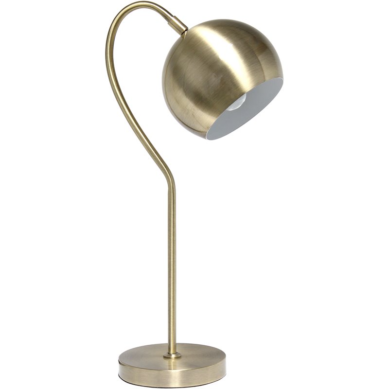 Lalia Home Metal Curved Table Lamp in Antique Brass with Brass Shade