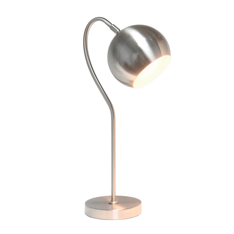 Lalia Home Metal Curved Table Lamp in Brushed Nickel with Nickel Shade