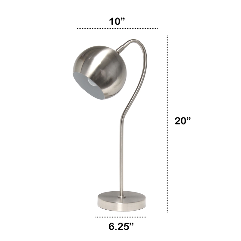 Lalia Home Metal Curved Table Lamp in Brushed Nickel with Nickel Shade
