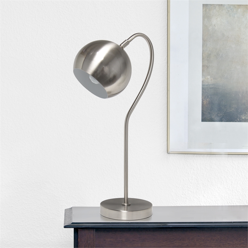 Lalia Home Metal Curved Table Lamp in Brushed Nickel with Nickel Shade