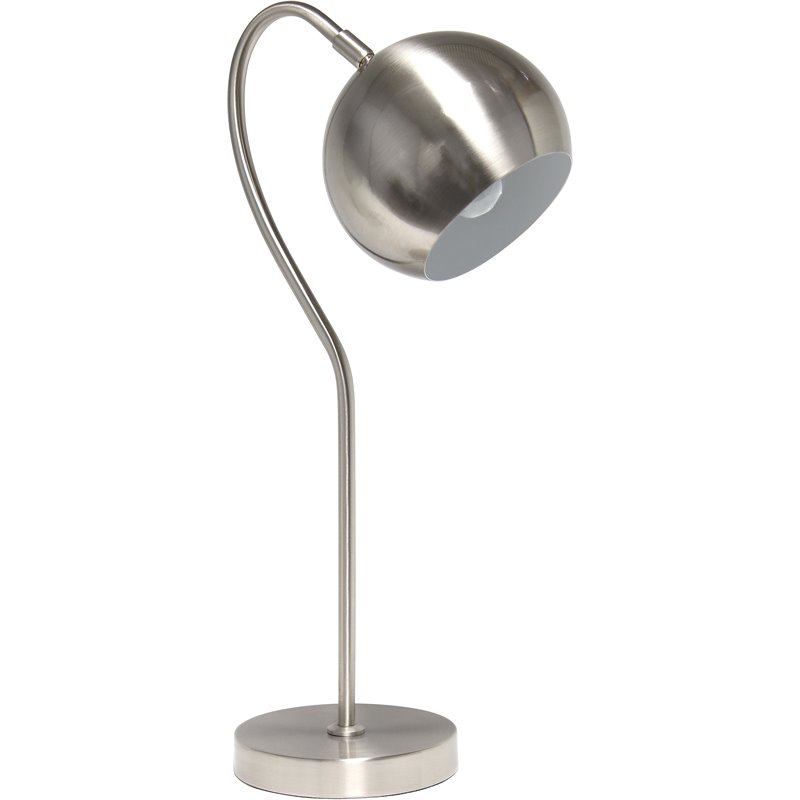 Lalia Home Metal Curved Table Lamp in Brushed Nickel with Nickel Shade