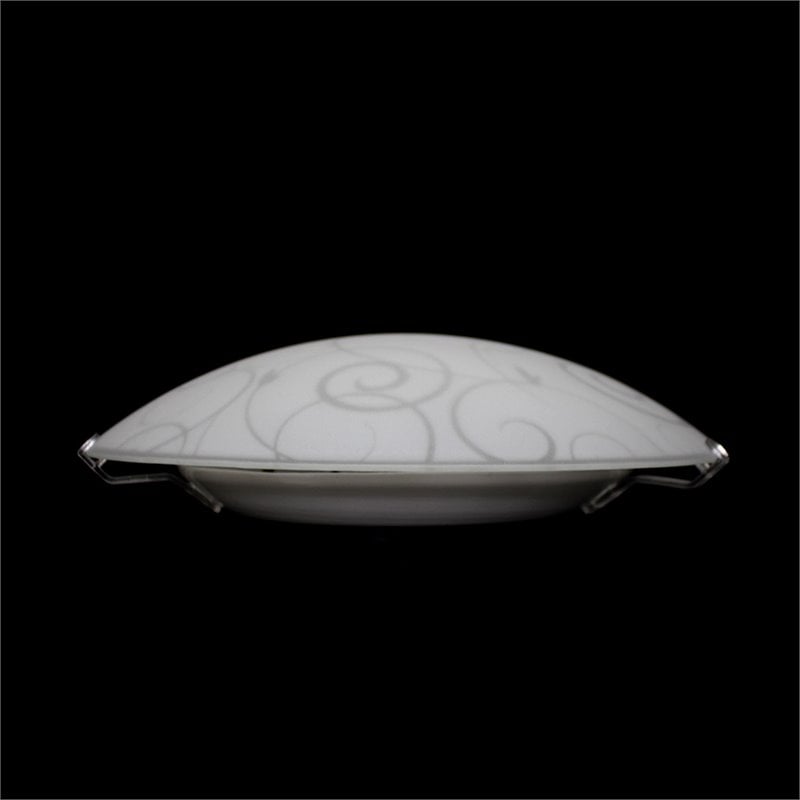 Simple Designs Glass Round Scroll Swirl Flush Mount Ceiling Light in White
